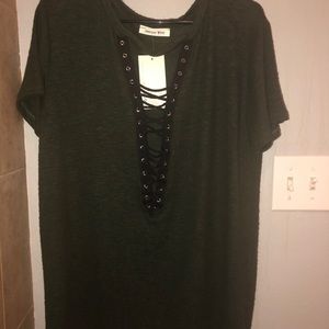 NWT Army Green Lace Up Dress